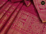 Rani Pink Semi Soft Silk Saree With Zari Woven Border And Pallu