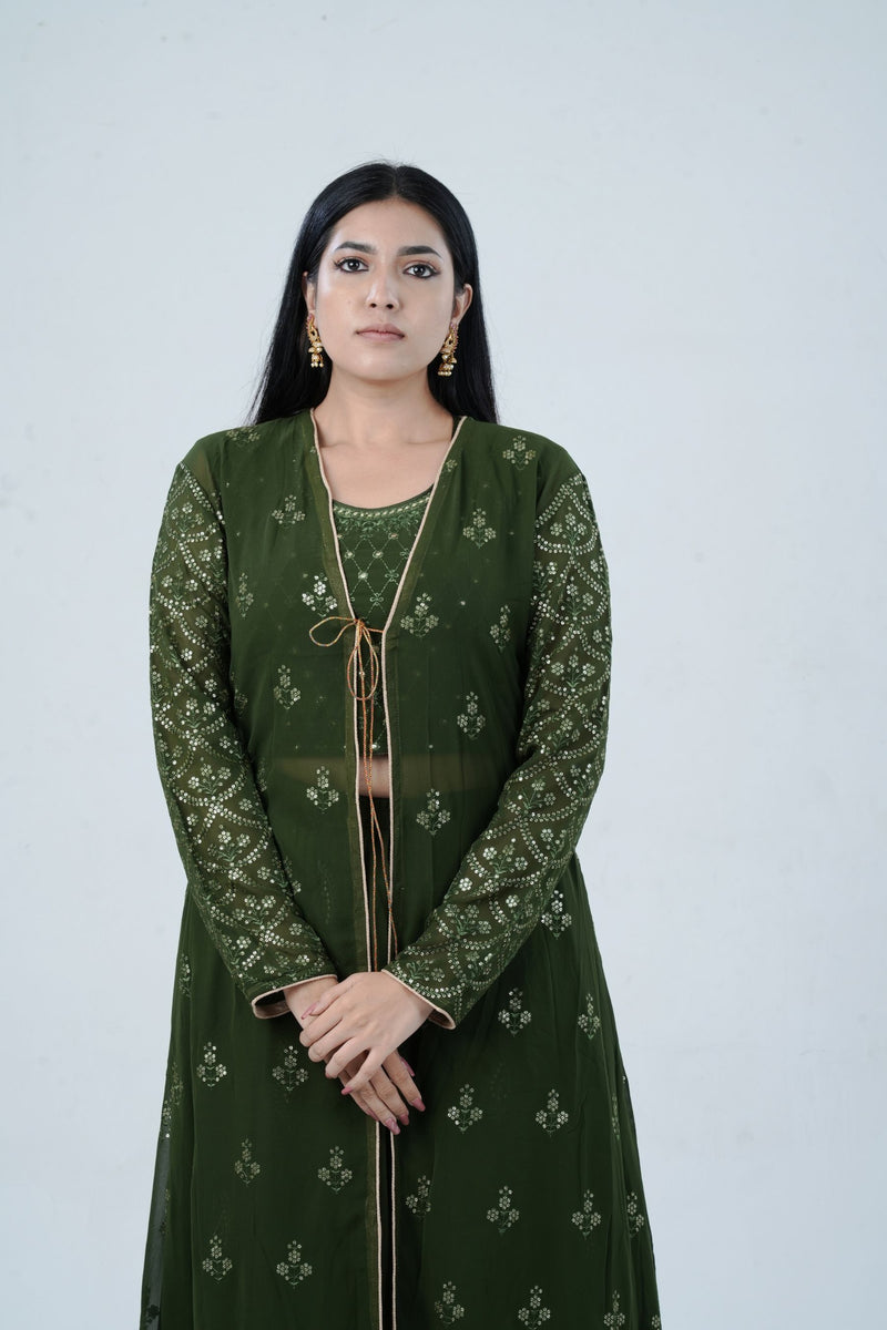 Effortlessly Chic Real Georgette Crop Top & Plazzo Set for Stylish Looks