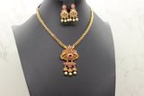 Chic Gold-Polish Chain & Earring Set with Stone and Bead Accents