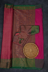 Royal Banarasi Tissue Saree with Green Border - Elegance Meets Comfort