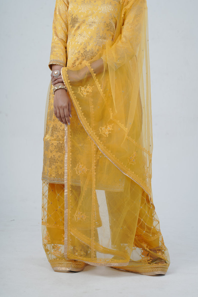 Elegant Embroidered Kurti Salwar Kameez with Matching Dupatta