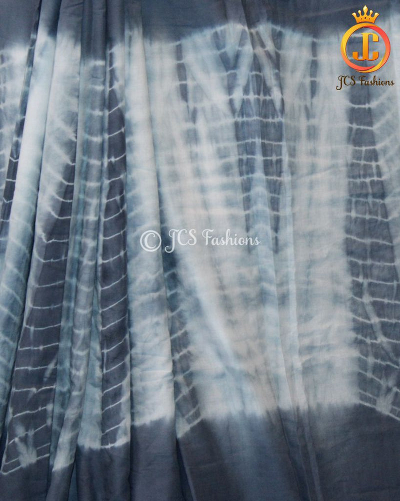 Shibori Design Mulmul Cotton Saree With Pom Lace Blouse