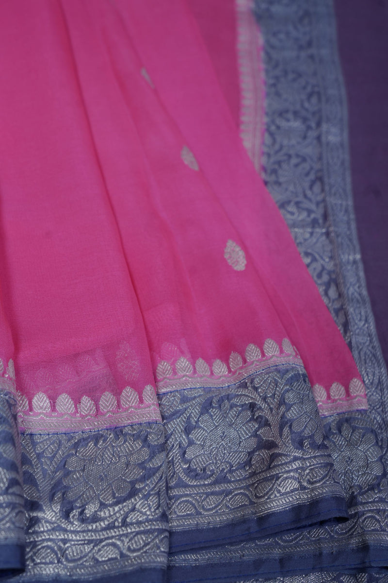 Exquisite Khaddi Georgette Sarees: Allover Silver Weaving