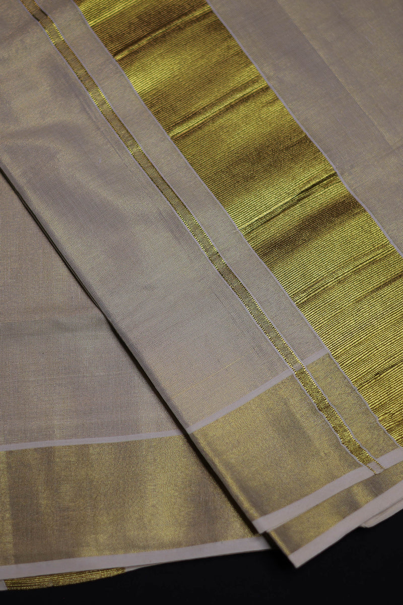 Traditional Kerala Cotton Dhoti, Veshti with gold Zari by JCSFashions - Elegance & Comfort