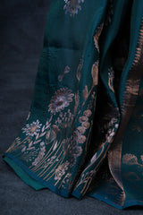 Authentic Kanchipuram Handloom Bridal Silk With Floral Zari Motifs