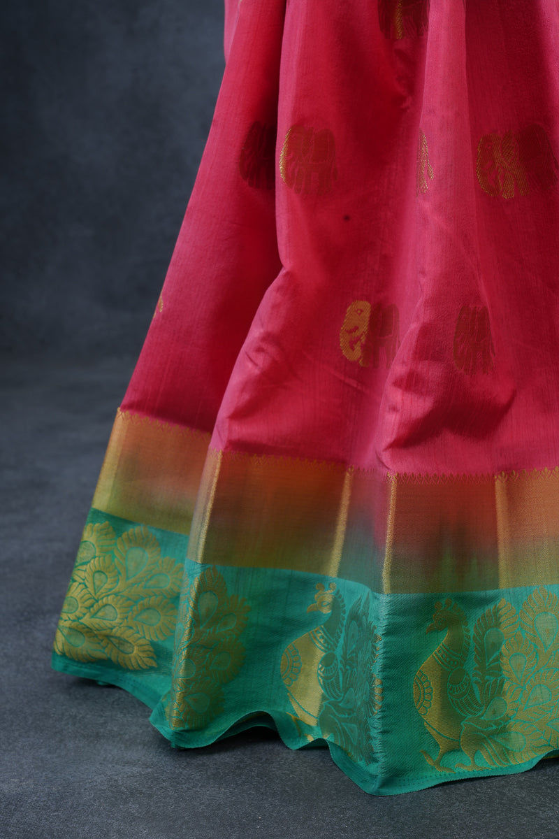 Elegant Semi Tusser Saree embellished with Elephant Motifs