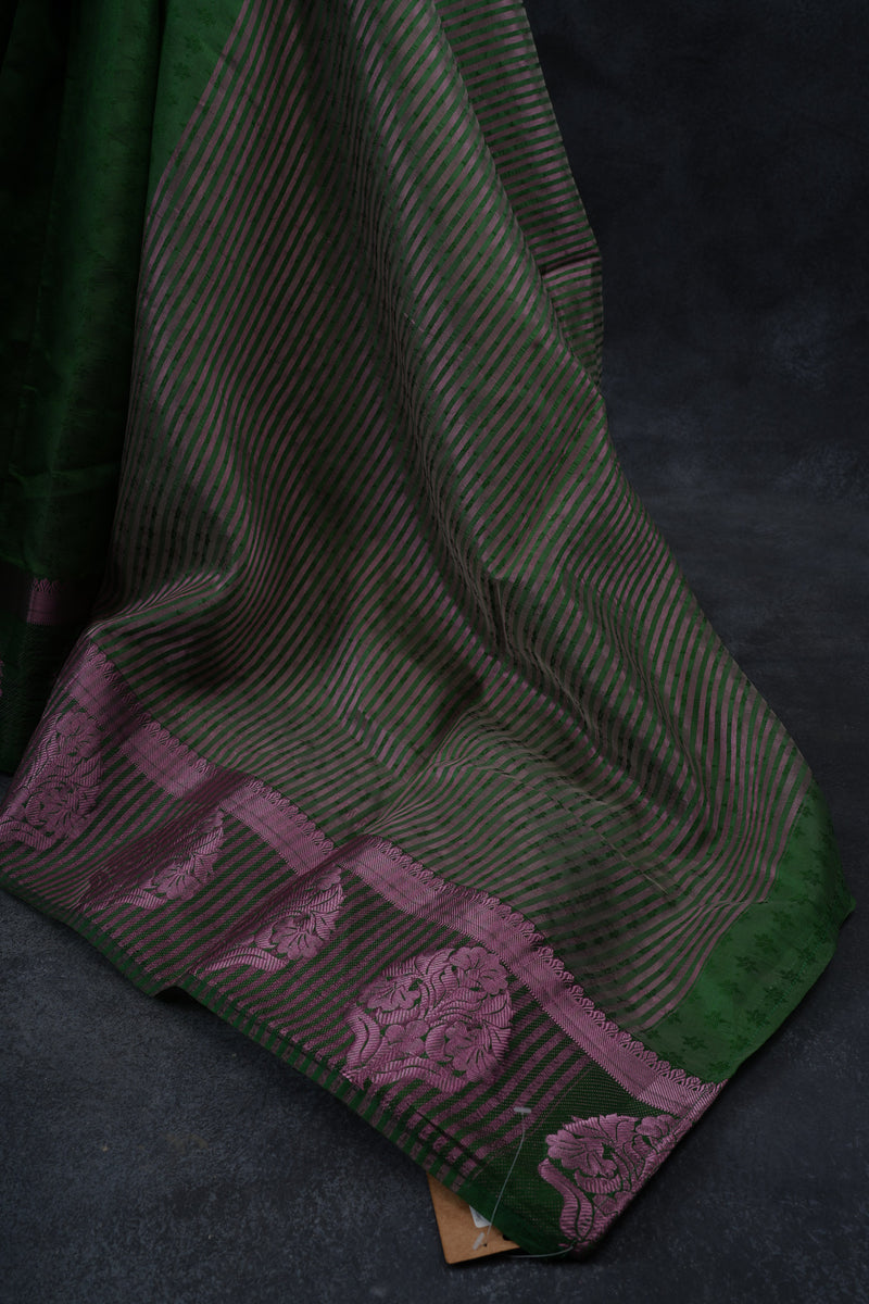 Semi-Soft Silk Saree and Sparkling Silver Weave Border with Blouse