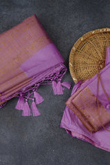 Elevated Elegance Pink Kanchipuram Semi-Silk Saree with Raising Border
