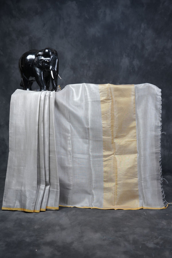 Silver Weave Sarees: Elegant Tissue Fabric, Contrast Pallu and Blouse