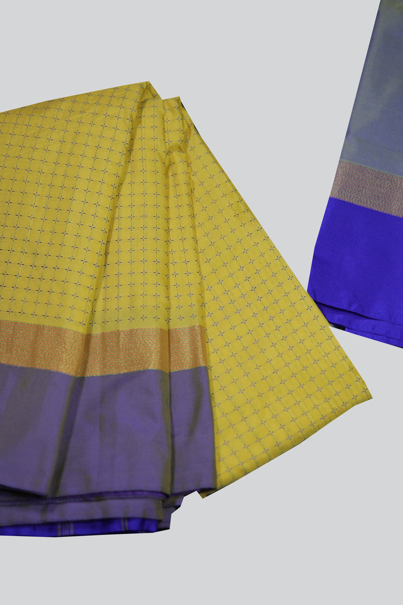 Elegance Semi-Silk Saree with Zari Details & Blouse Material