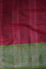 Semi Soft Silk Saree with Silver Weave Border & Complementary Blouse