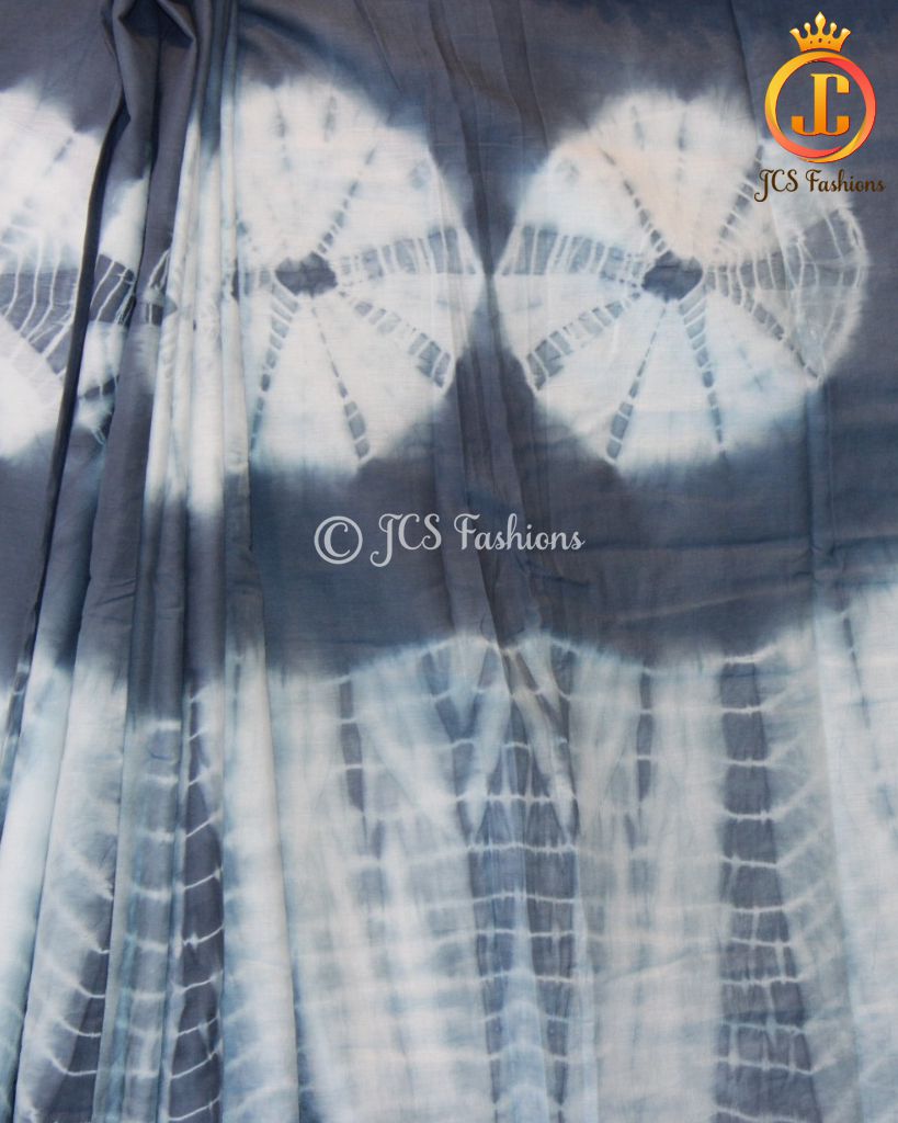 Shibori Design Mulmul Cotton Saree With Pom Lace Blouse SAREE JCS Fashions