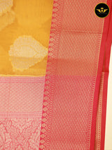 Premium Organza Pattu Saree With Contrast Brocade Blouse