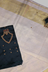 Elegant Kerala Golden Tissue Saree with Aari Beadwork