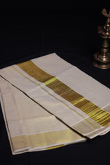 Traditional Kerala Cotton Dhoti, Veshti with gold Zari by JCSFashions - Elegance & Comfort