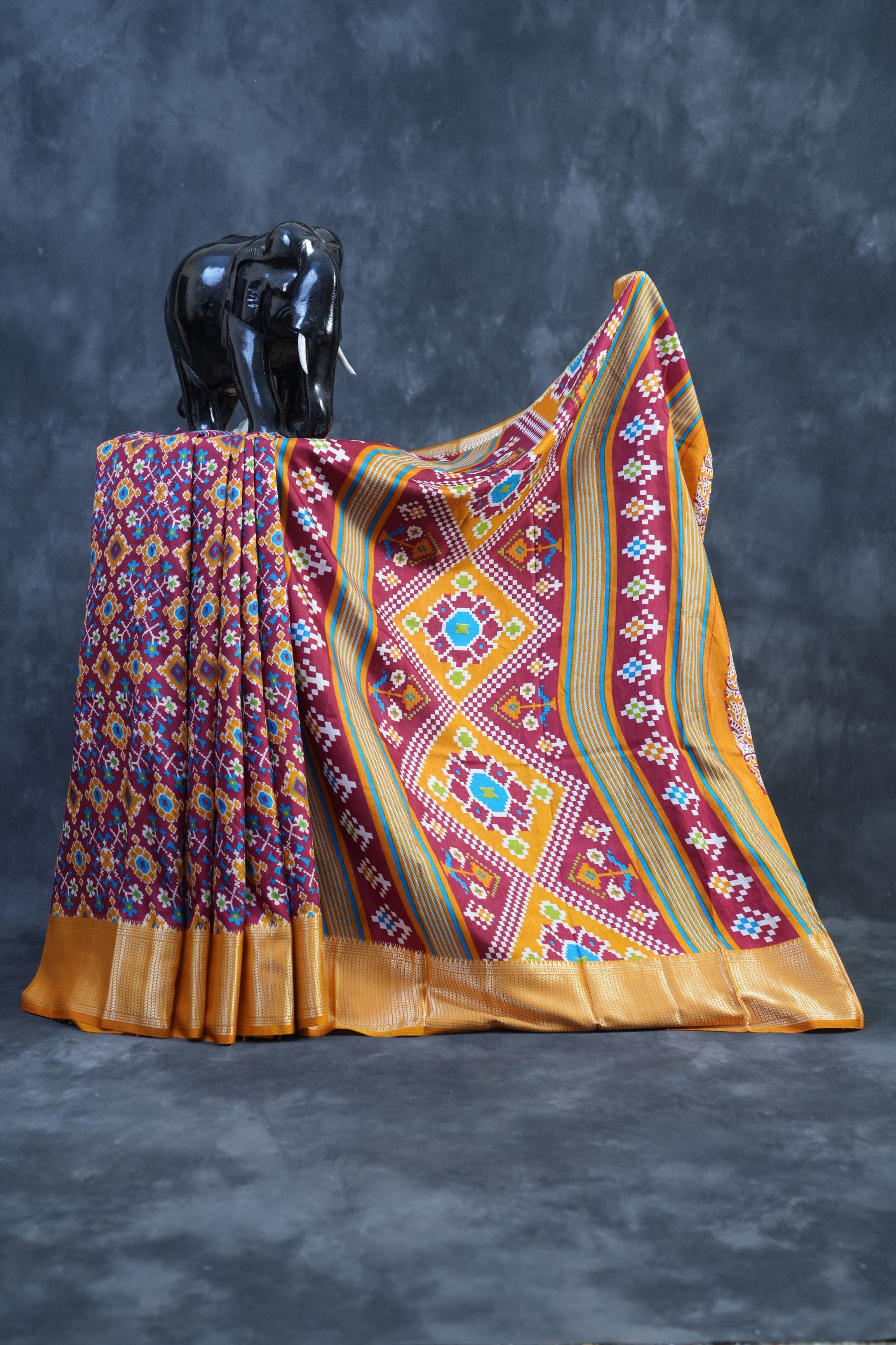 Eccentric Kanchipuram Semi-Silk Saree with Dynamic Ikkat Design Saree JCS Fashions