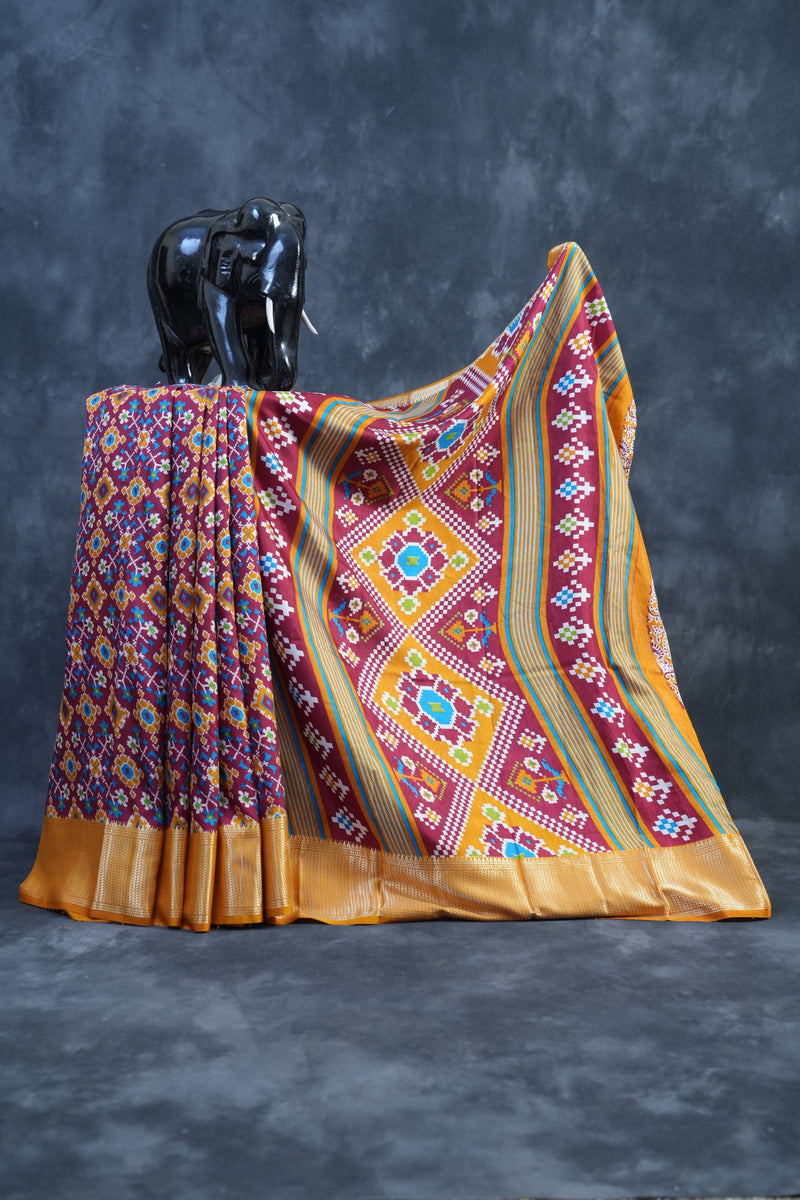 Eccentric Kanchipuram Semi-Silk Saree with Dynamic Ikkat Design