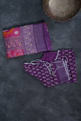 Soft Jute Sarees with Allover Bhandini Prints & Contrast Kaddi Border