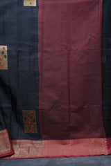 Kora Muslin Silk Saree, Embossed Design, Double-Side Border - Luxe Elegance
