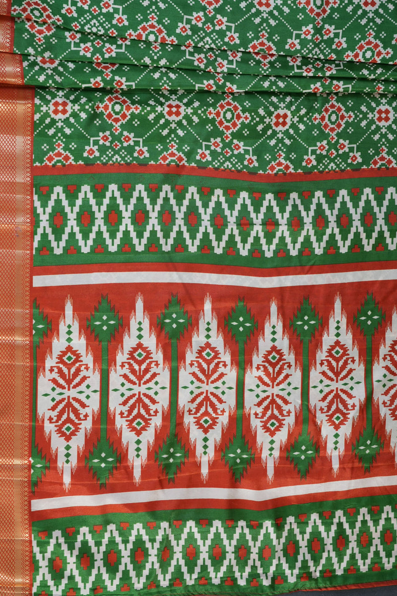Exquisite Kanchipuram Semi Silk Ikkat Saree & Complementary Blouse Piece
