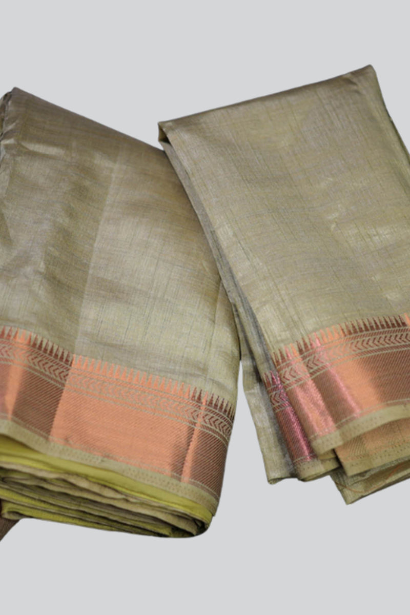 Traditional Elegance Tussar Silk Saree with Zari Borders
