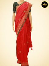 Art Silk Saree With Embroidery Pattern Fully stitched Blouse