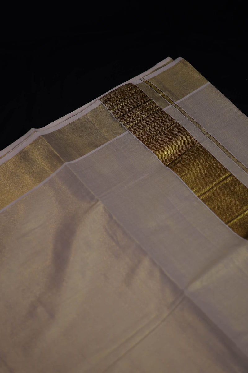 Traditional Kerala Cotton Dhoti, Veshti with gold Zari by JCSFashions - Elegance & Comfort