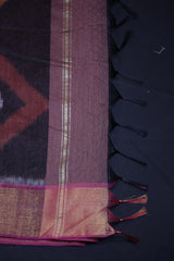 Elegant Soft Cotton Saree with Abstract Embossed Design & Zari Border