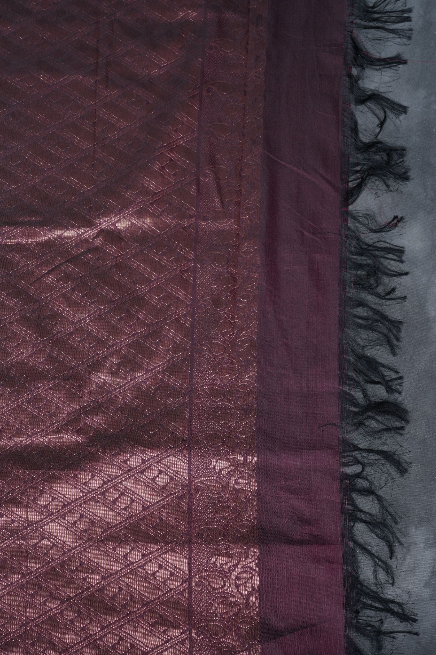 Kanchi Semi Soft Silk Borderless Saree with Grand Pallu & Aari Work Blouse SAREE JCS Fashions