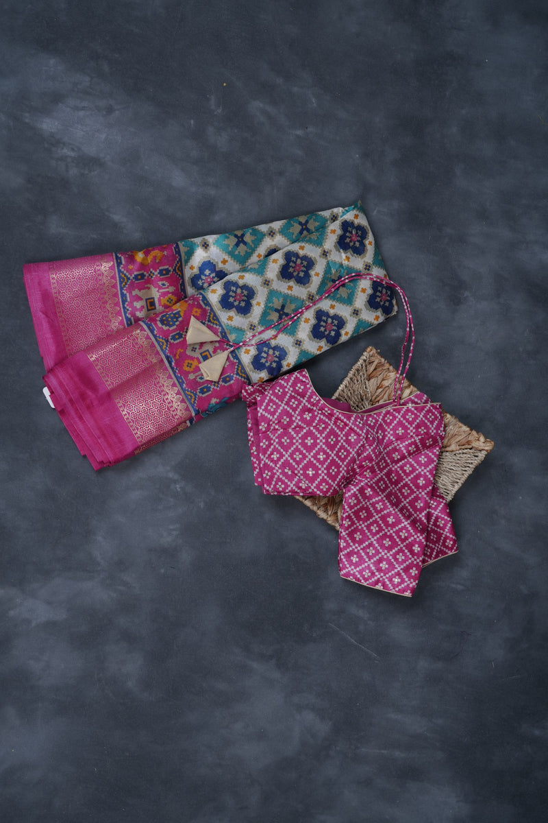 Elegant Handcrafted Ikkat Saree in Rich Cream - Tradition & Style