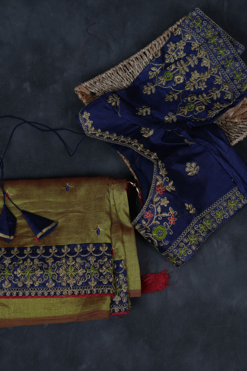 Exquisite Designer Silk Saree Set: Elegant Embroidered Blouse Included