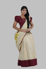 High-quality Kerala Cotton Lehenga Set in Golden Tissue fabric