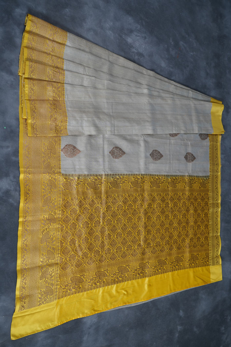 Elegant Handloom Banarasi Tussar Silk Saree - Antique Jari Work Accent