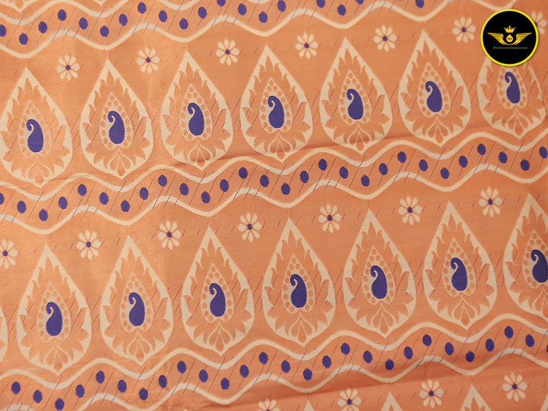 Kanchipuram Handloom Soft Silk Saree with Golden and Silver Zari