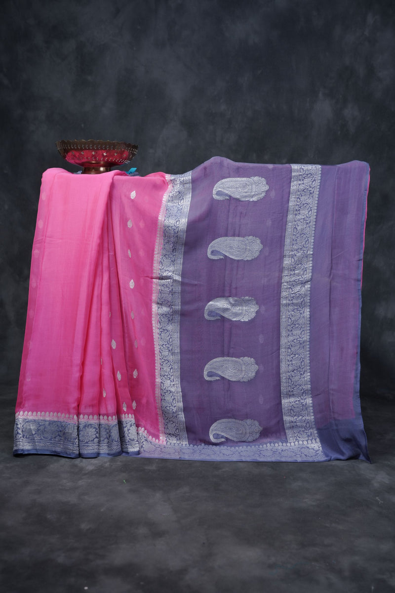 Exquisite Khaddi Georgette Sarees: Allover Silver Weaving