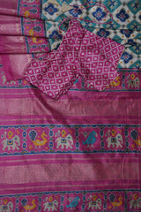Elegant Handcrafted Ikkat Saree in Rich Cream - Tradition & Style