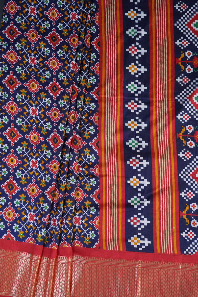 Elegant Semi Silk Kanchipuram Saree with Traditional Ikkat Design