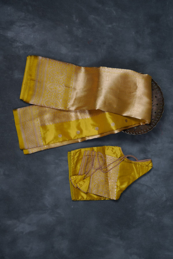 Handloomed Luxury Banarasi Katan Silk Saree with  Antique Jari Work