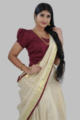 High-quality Kerala Cotton Lehenga Set in Golden Tissue fabric