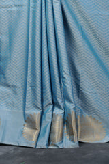 Embossed Kanchi Silk Saree: Peacock Zari Butta and Grand Pallu