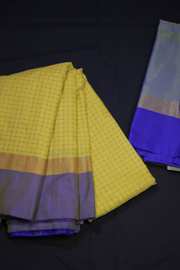 Elegance Semi-Silk Saree with Zari Details & Blouse Material