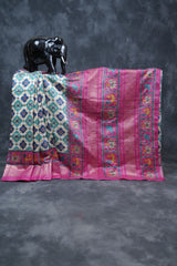 Elegant Handcrafted Ikkat Saree in Rich Cream - Tradition & Style