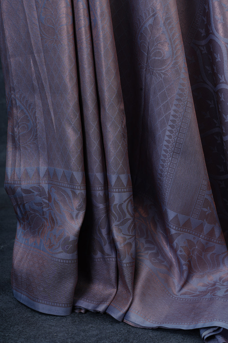 Luxurious Semi-Soft Silk Saree with Copper Zari Weaving