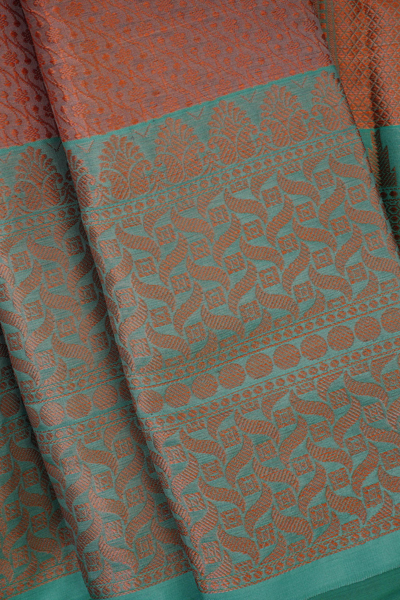 Radiant Banarasi Copper Soft Silk Saree with Designer Contrast Blouse