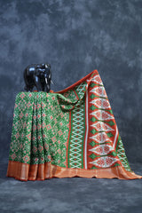 Exquisite Kanchipuram Semi Silk Ikkat Saree & Complementary Blouse Piece