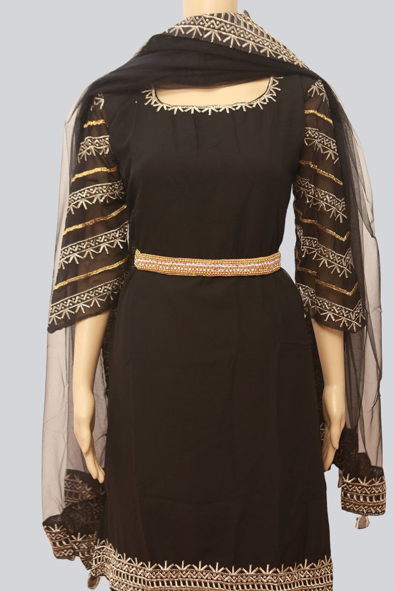 Aari & Maggam Work Hip Belt with White Stones, Unique Ethnic Charm