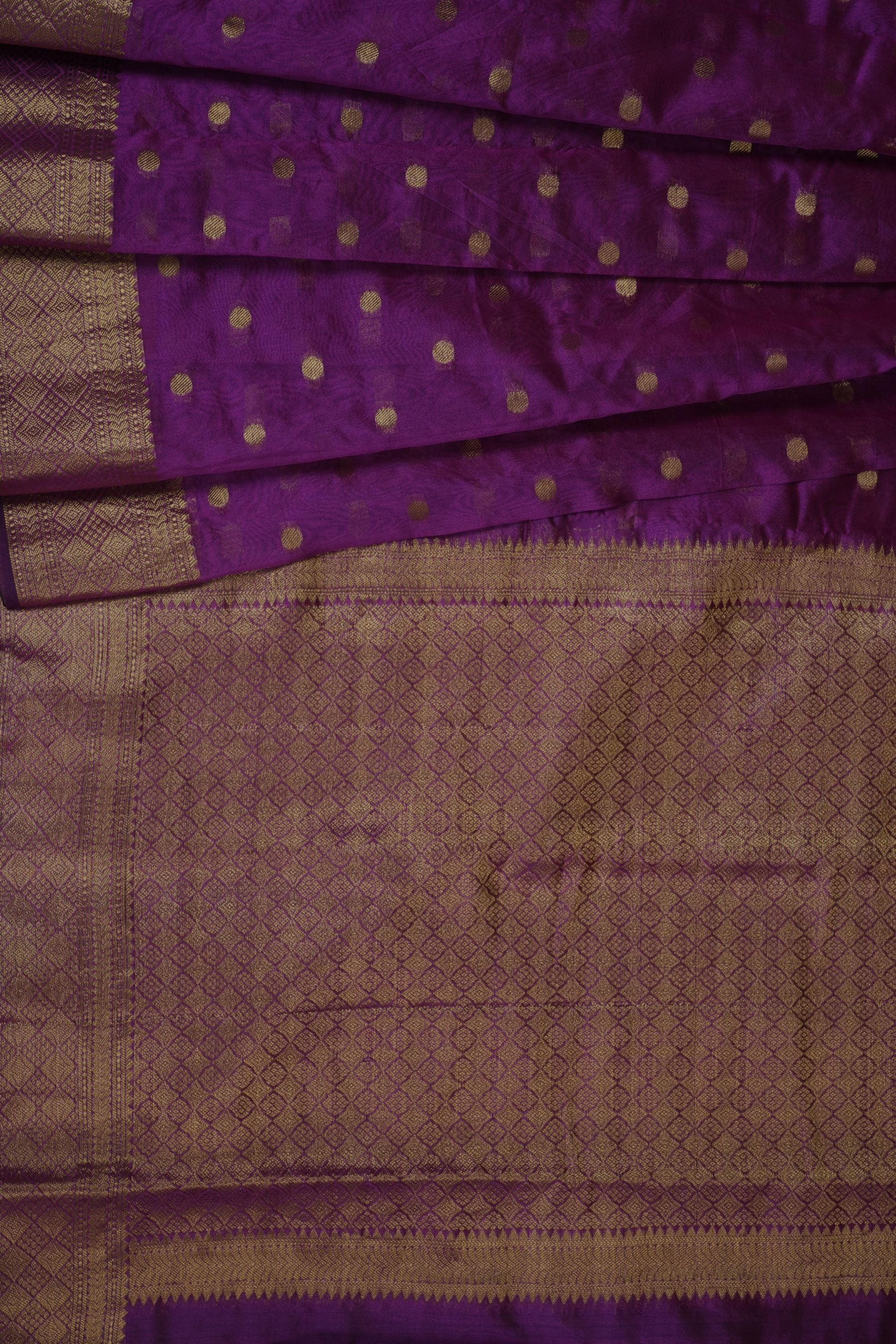Coin-Inspired Elegance: Raw Silk Saree in Purple, Weaved Border & Blouse SAREE JCS Fashions