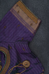 Exquisite Soft Ikkat Silk Saree with Aari Work Contrast Blouse