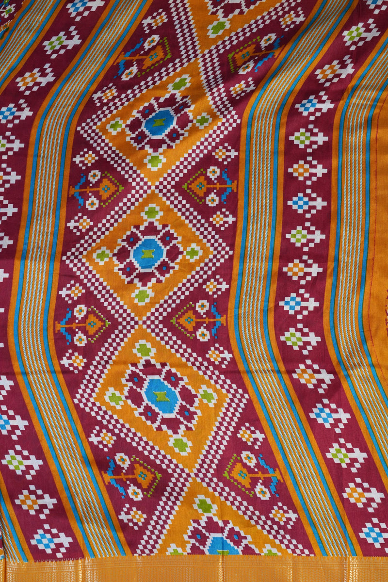 Eccentric Kanchipuram Semi-Silk Saree with Dynamic Ikkat Design