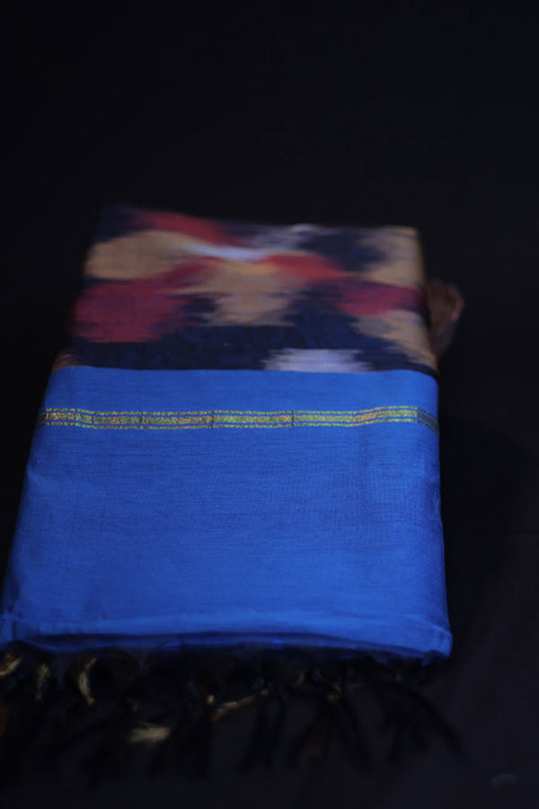 Elegant Pure Cotton Saree with Pochampally Design & Customizable Blouse